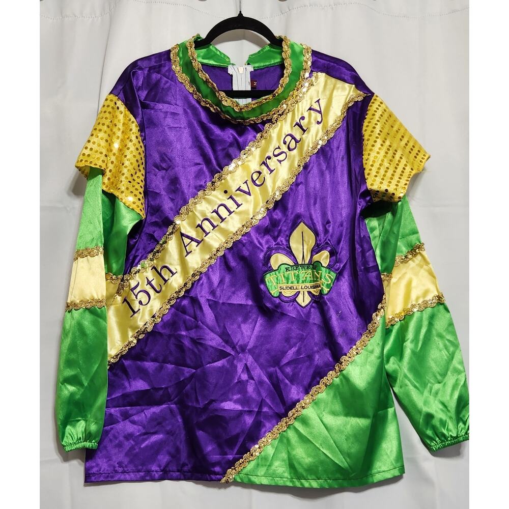 NEW ORLEANS Mardi Gras Parade Krewe Rider Satin Sequin Custom Costume‎ Top Sz M